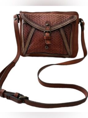 Patricia Nash EUC Avellino
Basketweave Tan Genuine
Leather Crossbody